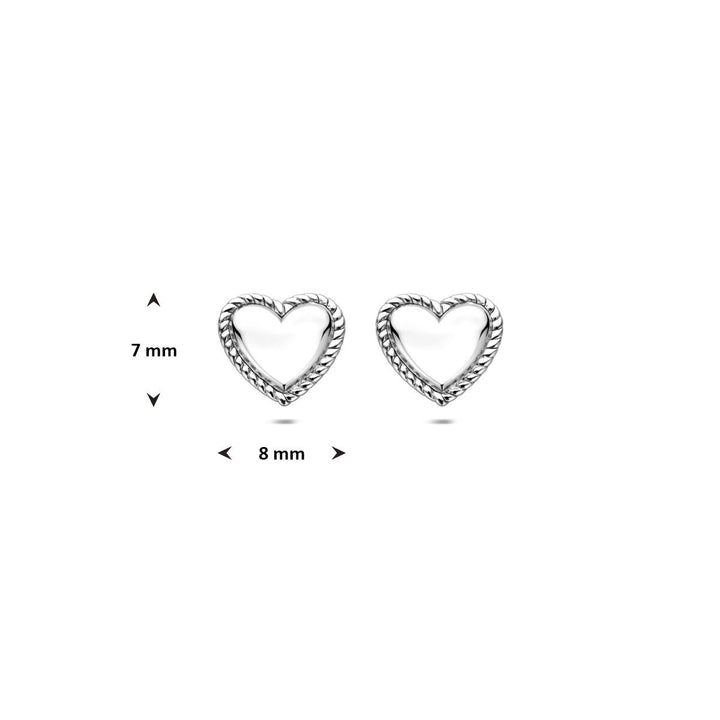 Zilveren hartjes oorknopjes gerhodineerd 7 mm