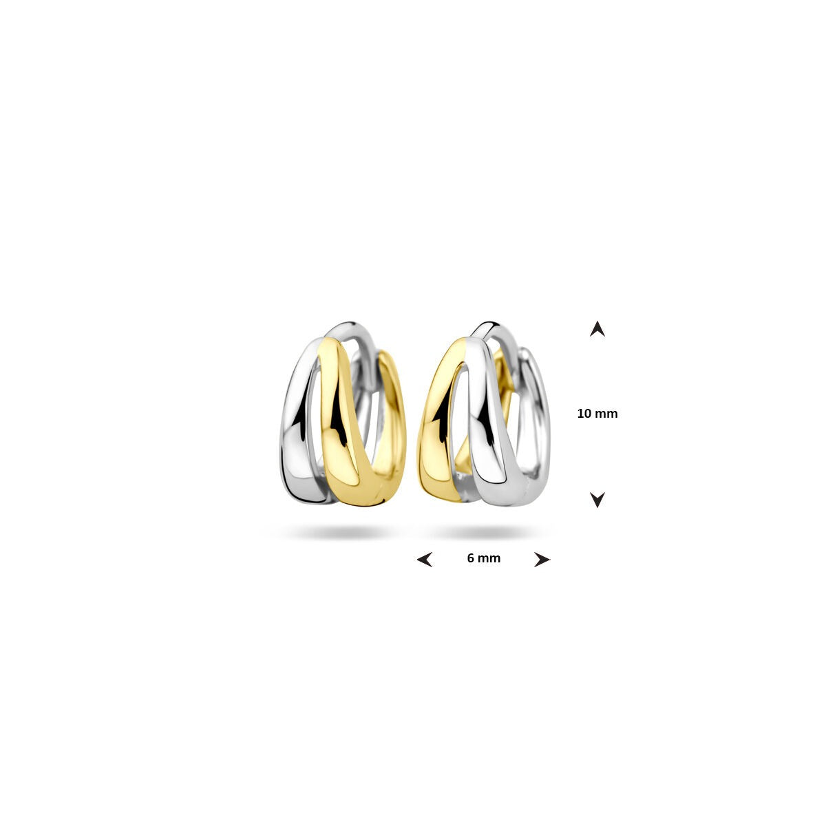 Vergulde zilveren klapoorringen – geelgoud op 925 zilver, 10 x 6 mm