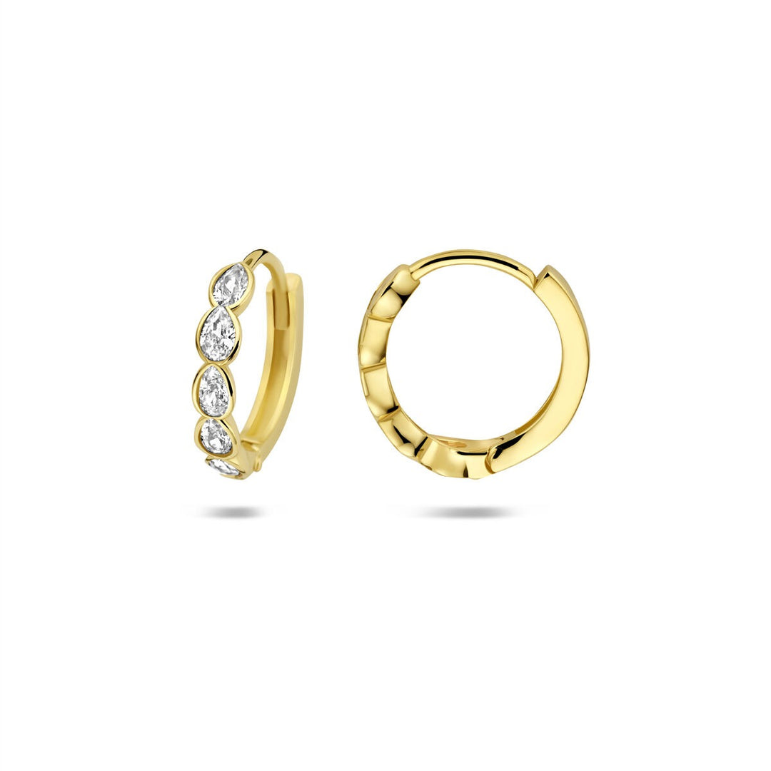 9k geelgouden klapoorringen met zirkonia – subtiele schittering in elegant design