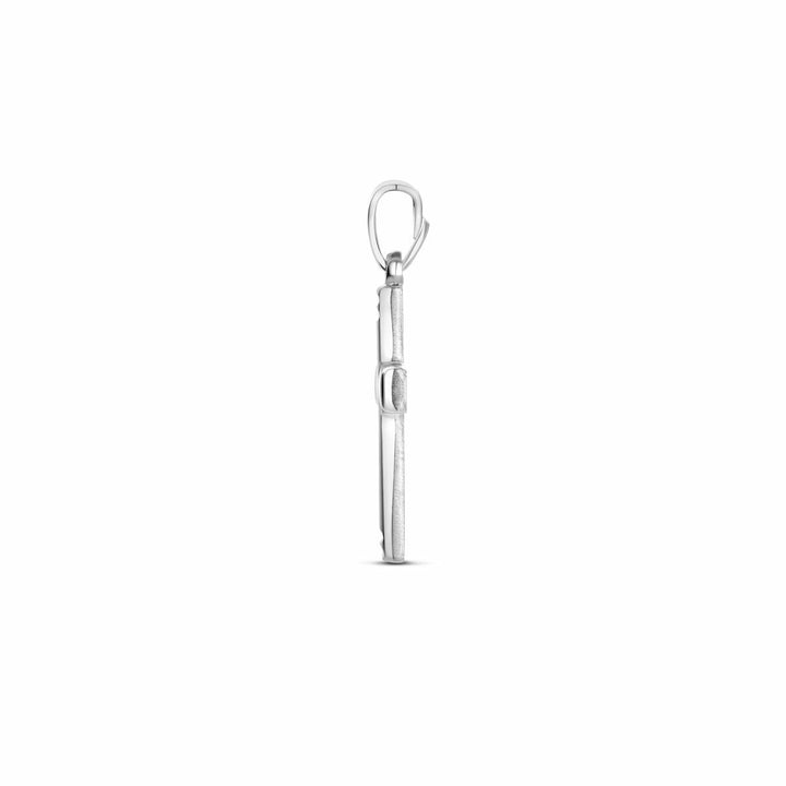 Zilveren kruis hanger – gerhodineerd 925 zilver met matte, gepolijste en gediamanteerde afwerking