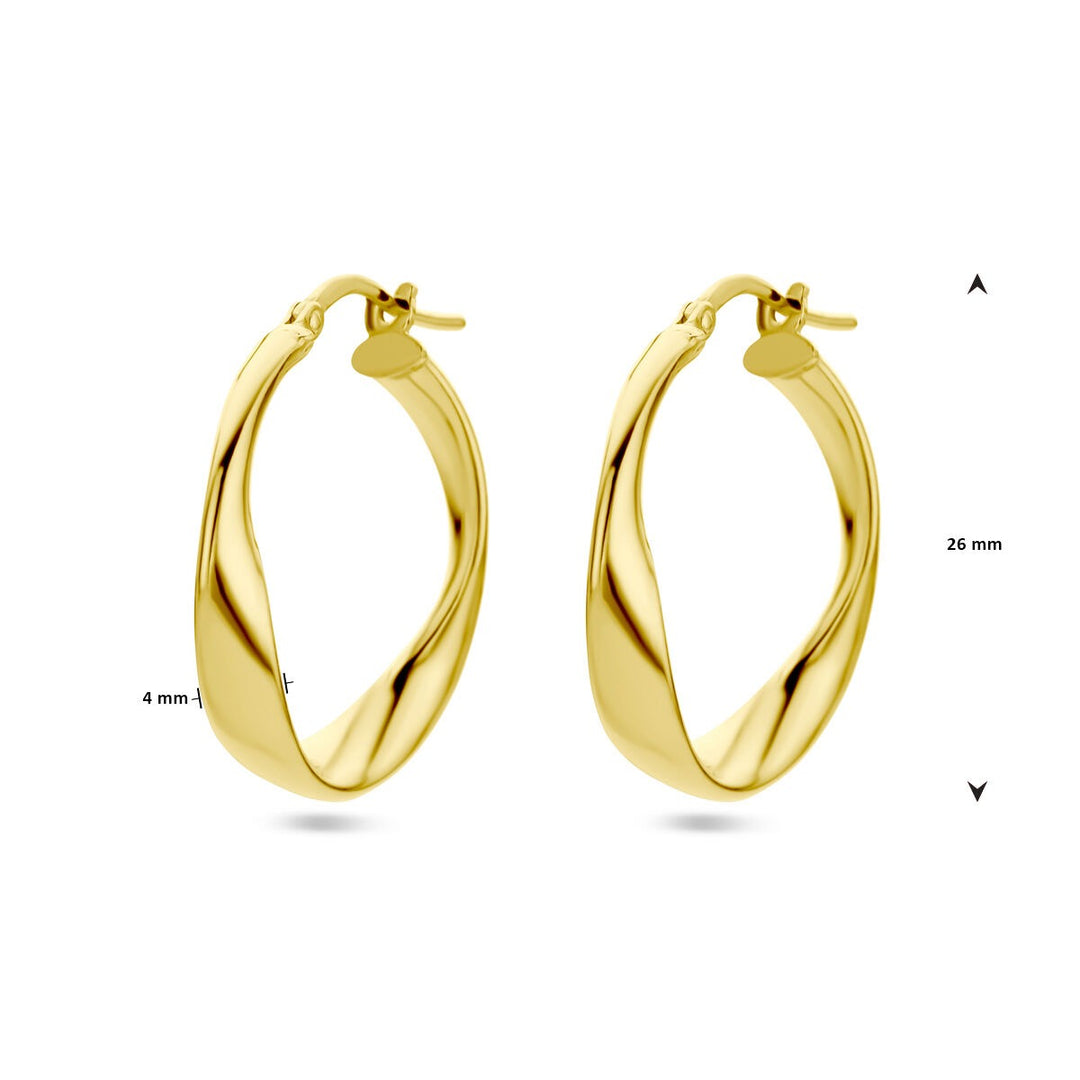 Vergulde zilveren oorringen dames – geelgoud op 925 zilver, 26 mm