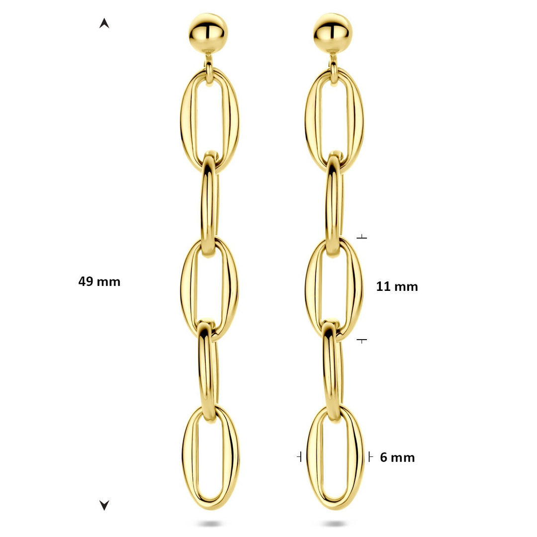 Gouden oorhangers dames – 14k met poussette sluiting 49 mm