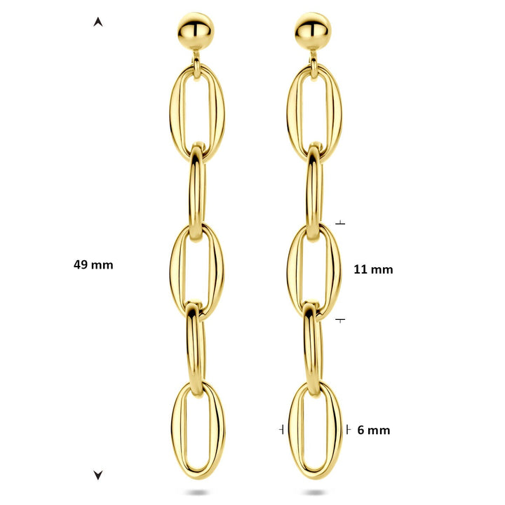 Gouden oorhangers dames – 14k met poussette sluiting 49 mm
