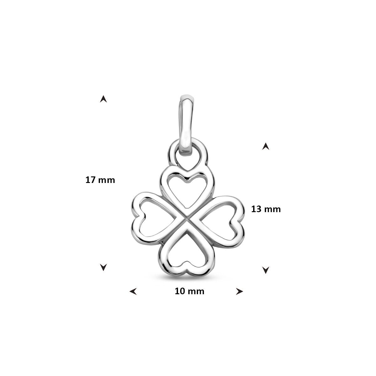 Zilveren klaverhanger 925 gerhodineerd – 17 mm