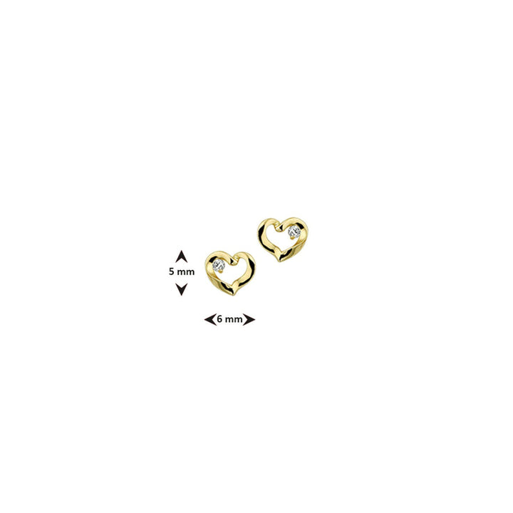 ear studs heart zirconia 14K yellow gold