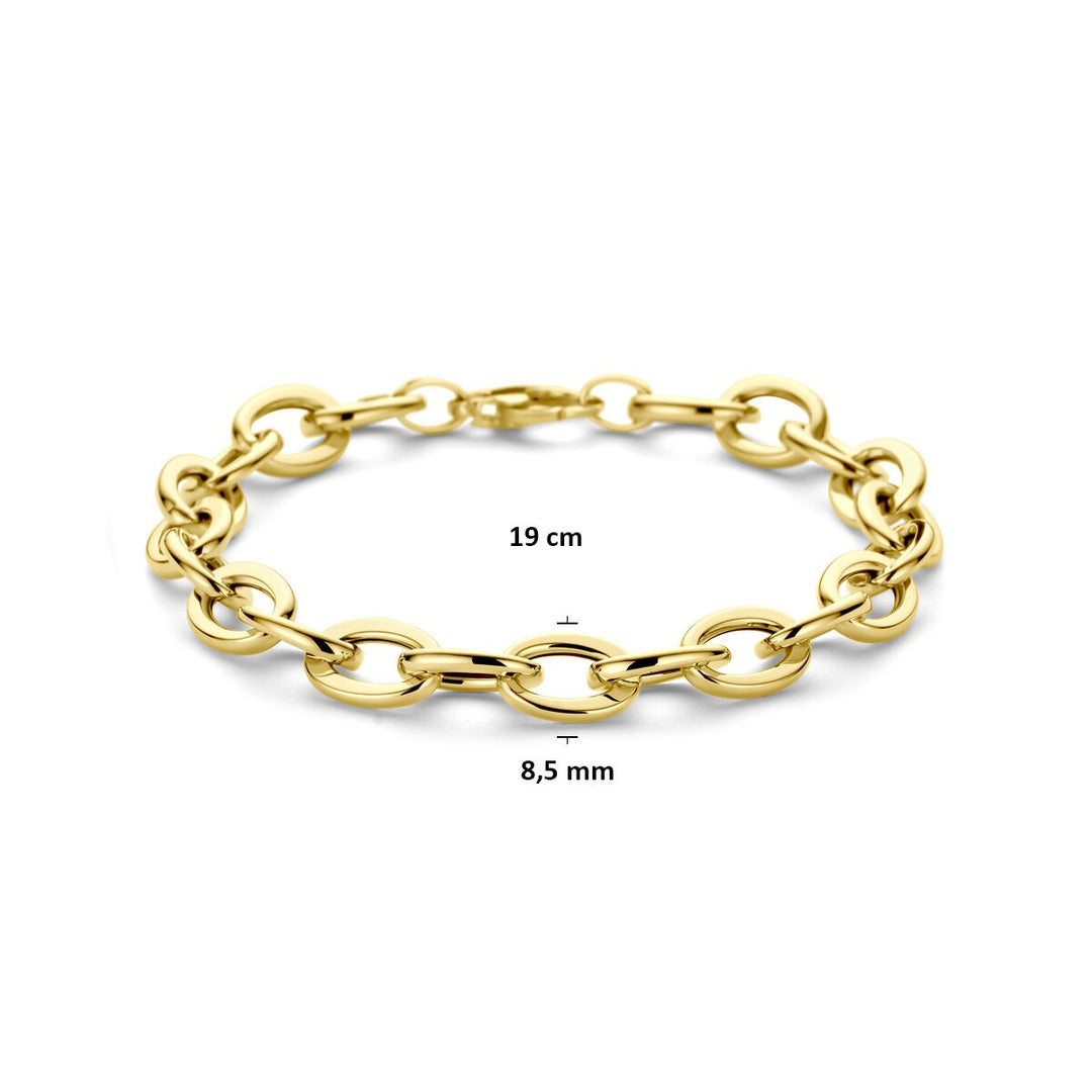14k Geelgouden dames armband met draadschakels 8,5 mm 19 cm