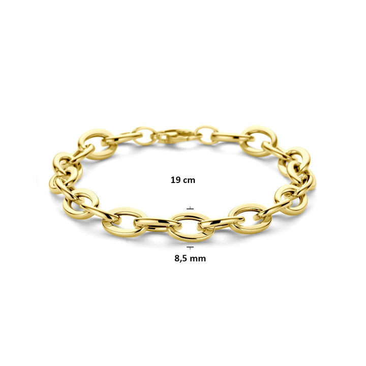 14k Geelgouden dames armband met draadschakels 8,5 mm 19 cm