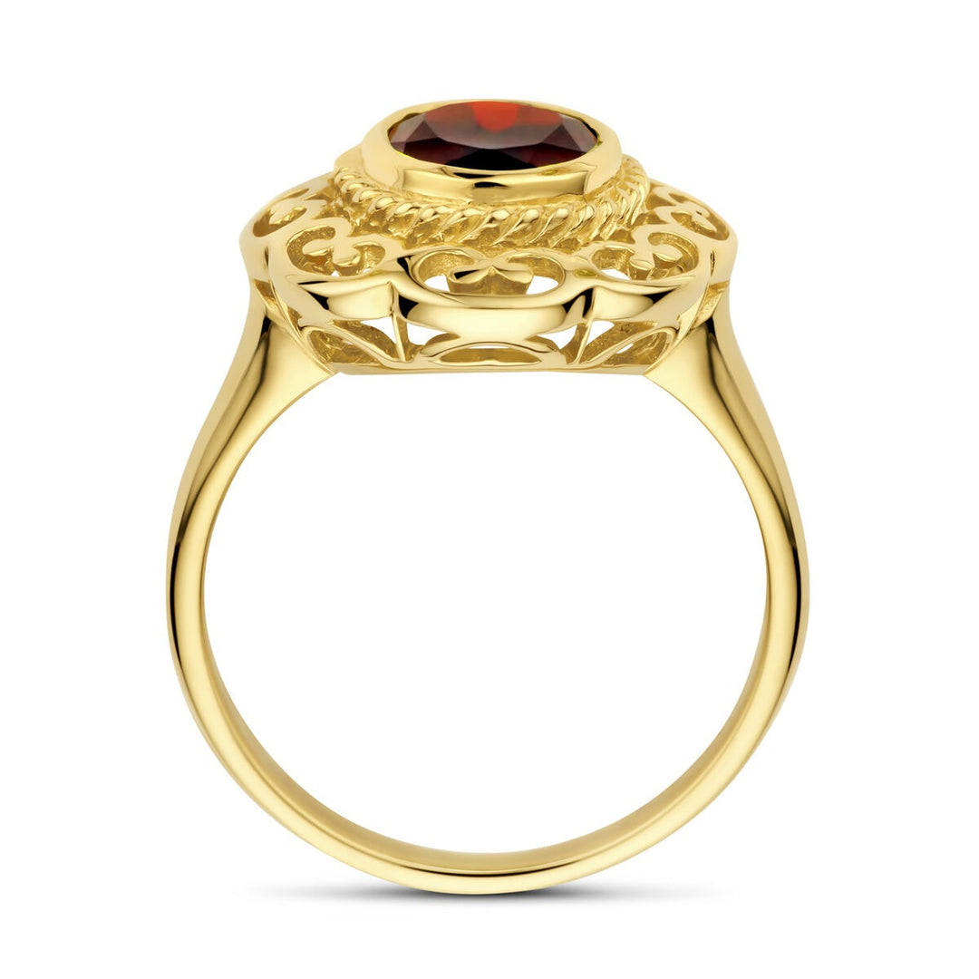 14k Geelgouden Vintage Ring met Granaat