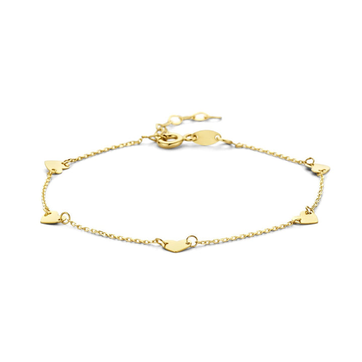 9k Geelgouden hartjes armband