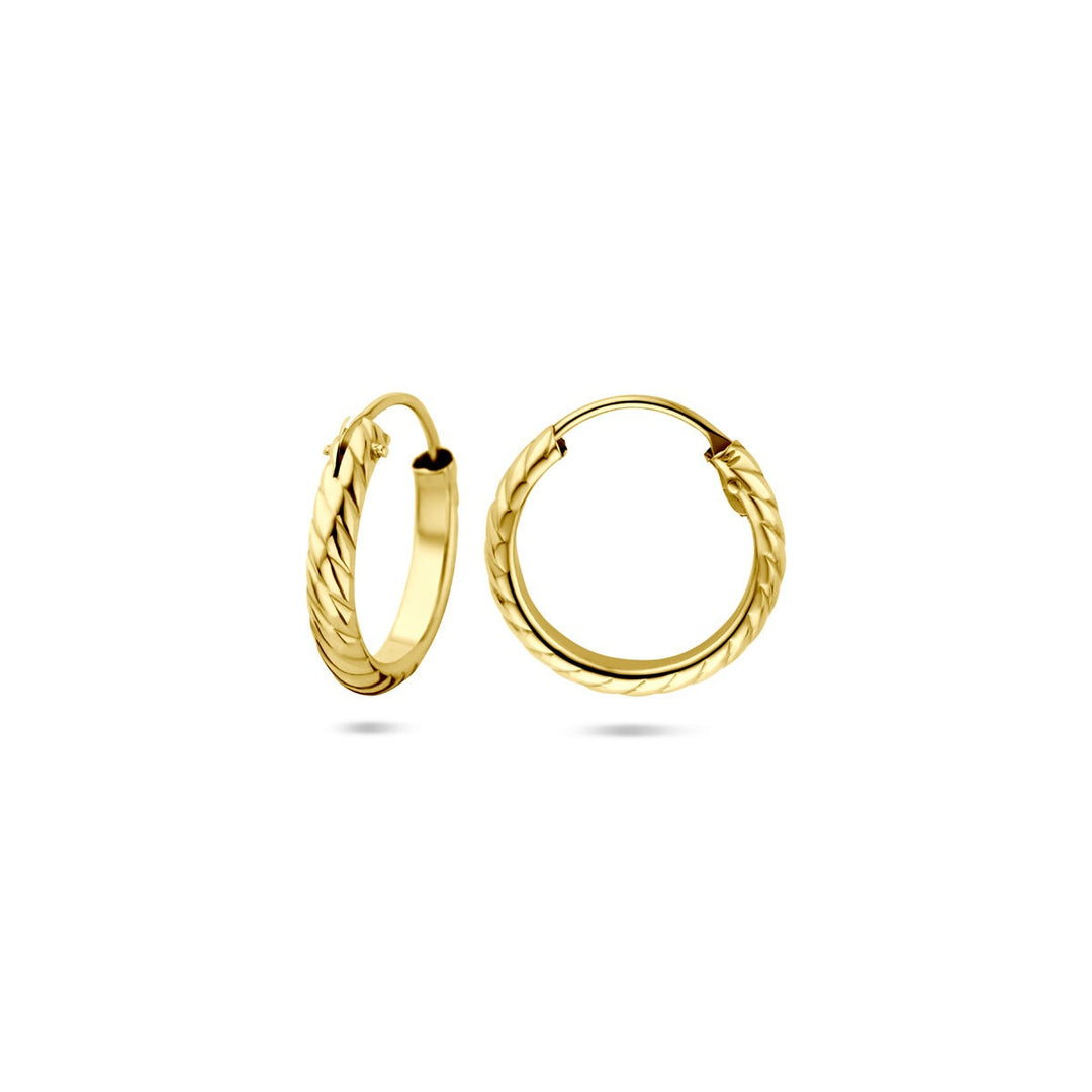 14k geelgouden gedraaide oorringen