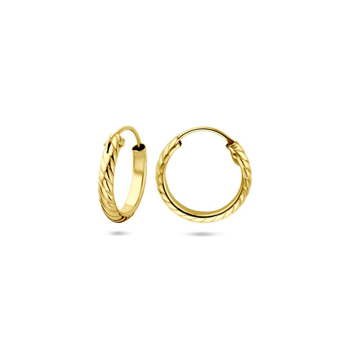 14k geelgouden gedraaide oorringen