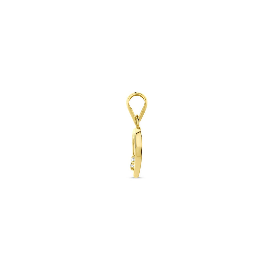 14k gouden hanger met hart en zirkonia – 13 mm