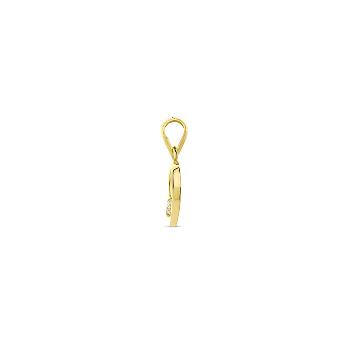 14k gouden hanger met hart en zirkonia – 13 mm