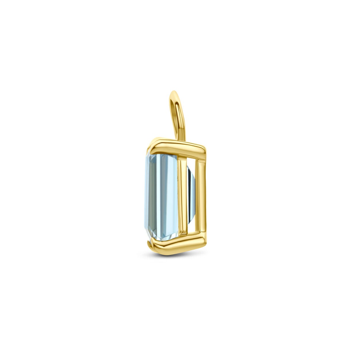 14k geelgouden oorringhanger met blauwe topaas
