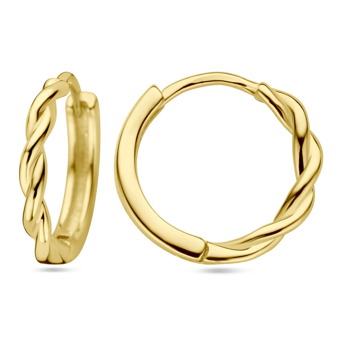 Verguld Zilveren Klapoorringen – Gedraaid 13x2 mm