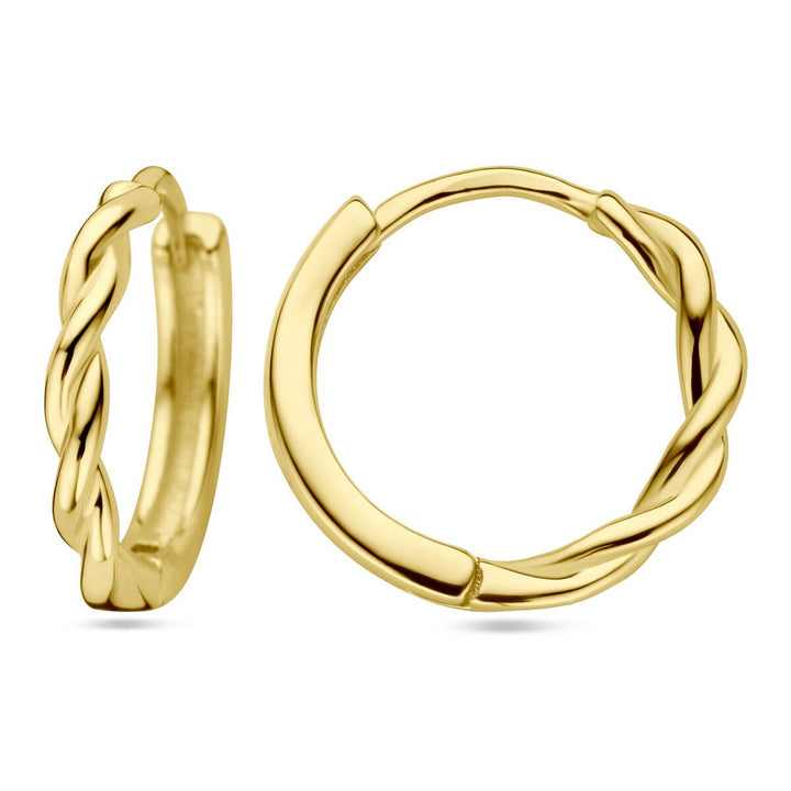 Verguld Zilveren Klapoorringen – Gedraaid 13x2 mm