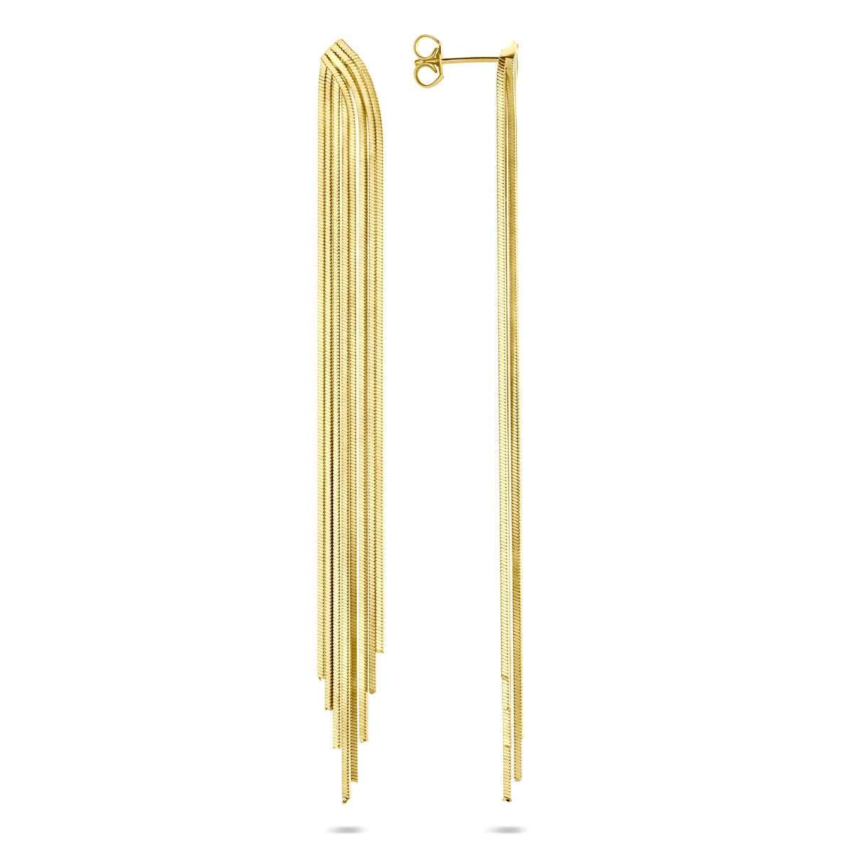 Vergulde zilveren oorhangers – geelgoud op 925 zilver, 95 mm lang