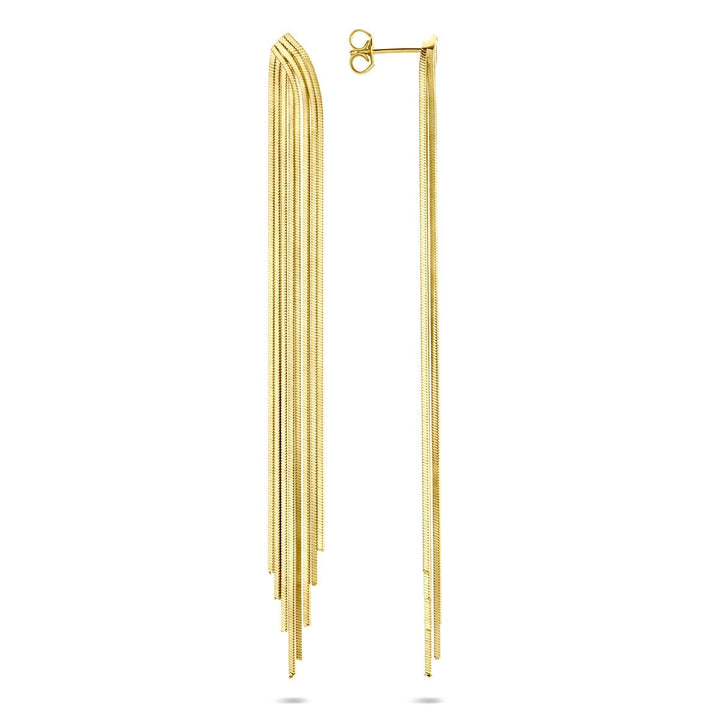 Vergulde zilveren oorhangers – geelgoud op 925 zilver, 95 mm lang