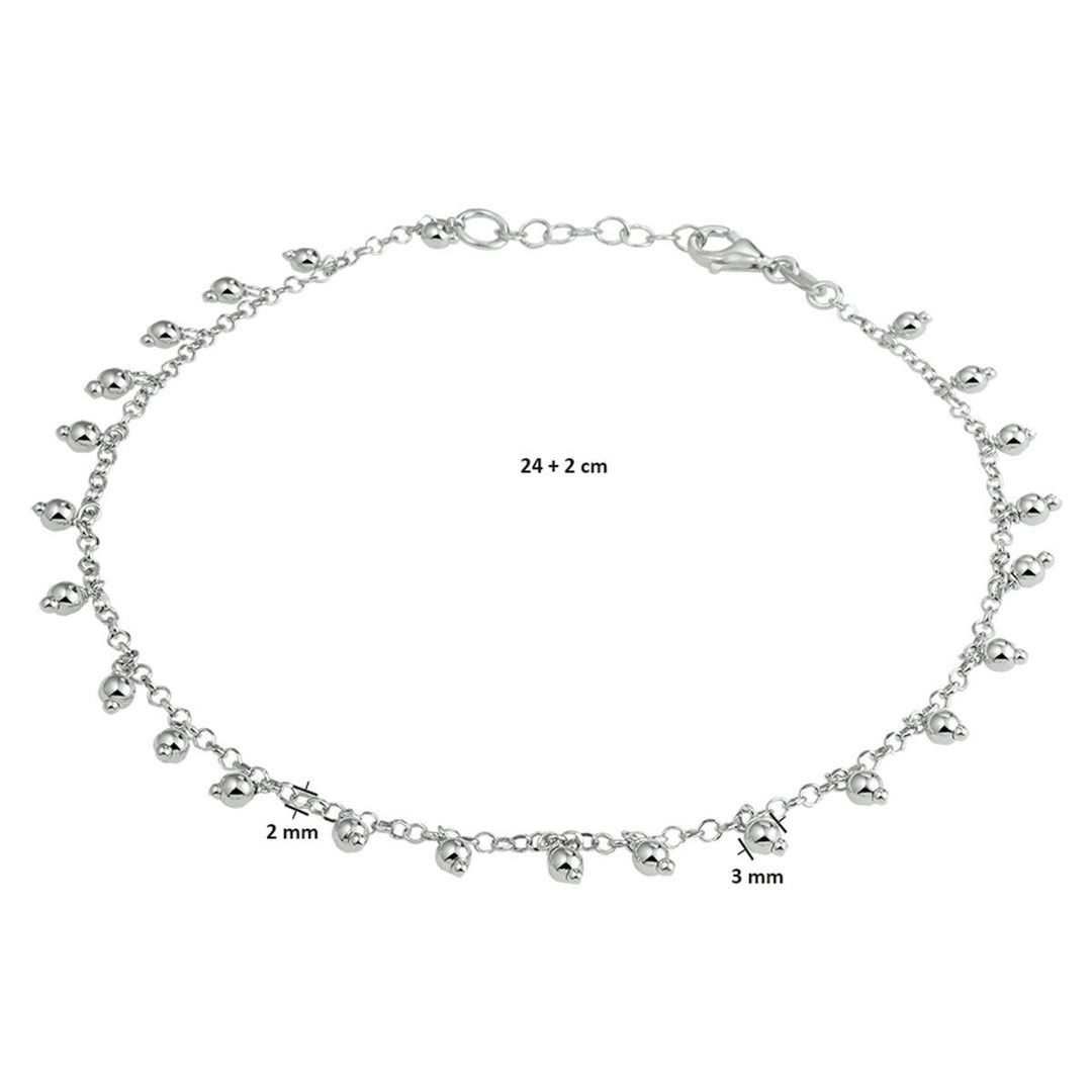 925 Gerhodineerd Zilveren Enkelbandje met Bolletjes