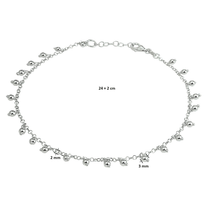 925 Gerhodineerd Zilveren Enkelbandje met Bolletjes