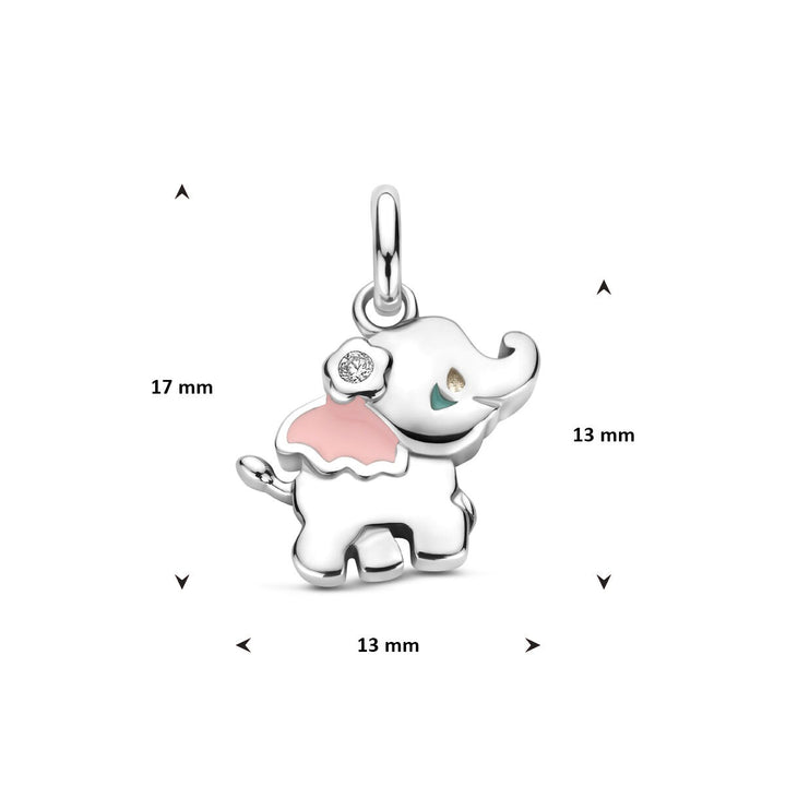 Zilveren kinderhanger olifantje met zirkonia – 925 gerhodineerd
