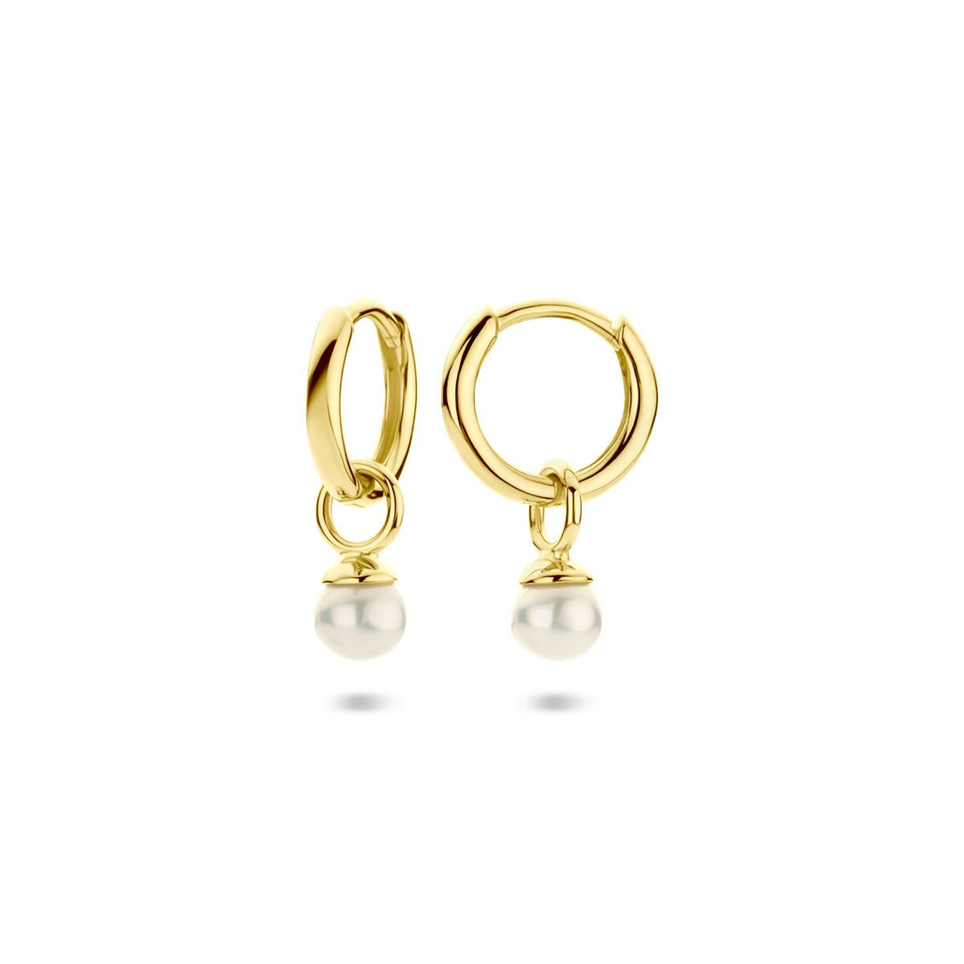 Verguld zilveren klapoorringen met parels