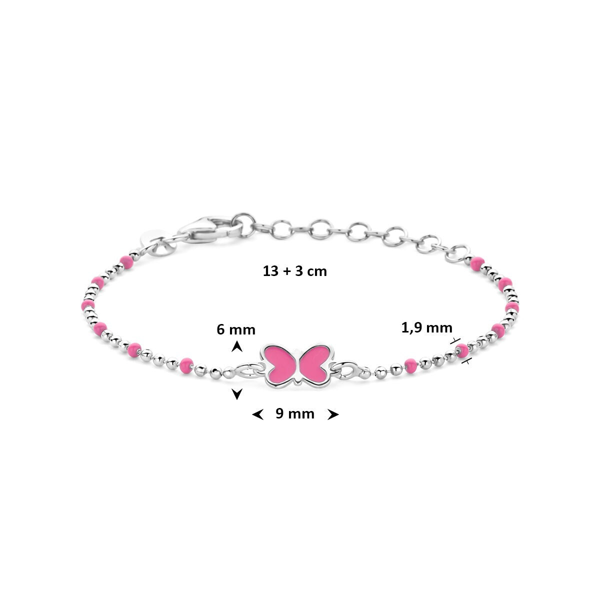 Gerhodineerd 925 zilveren kinder armband met vlinder