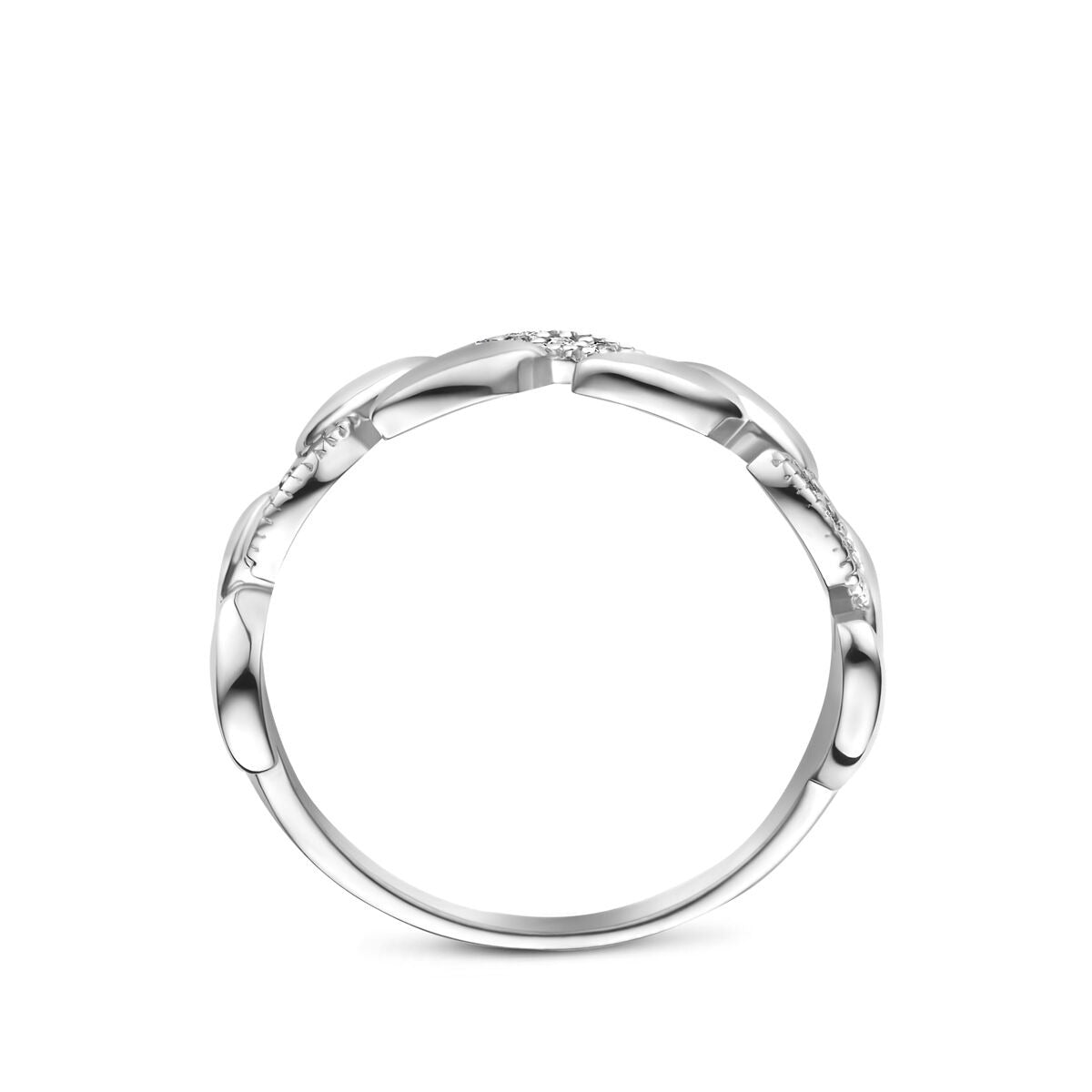 Gerhodineerd 925 zilveren ring met zirkonia