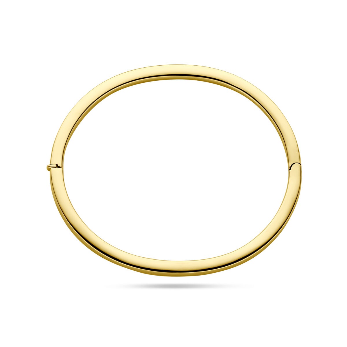 14k geelgouden bangle – 4 mm breed, met scharniersluiting