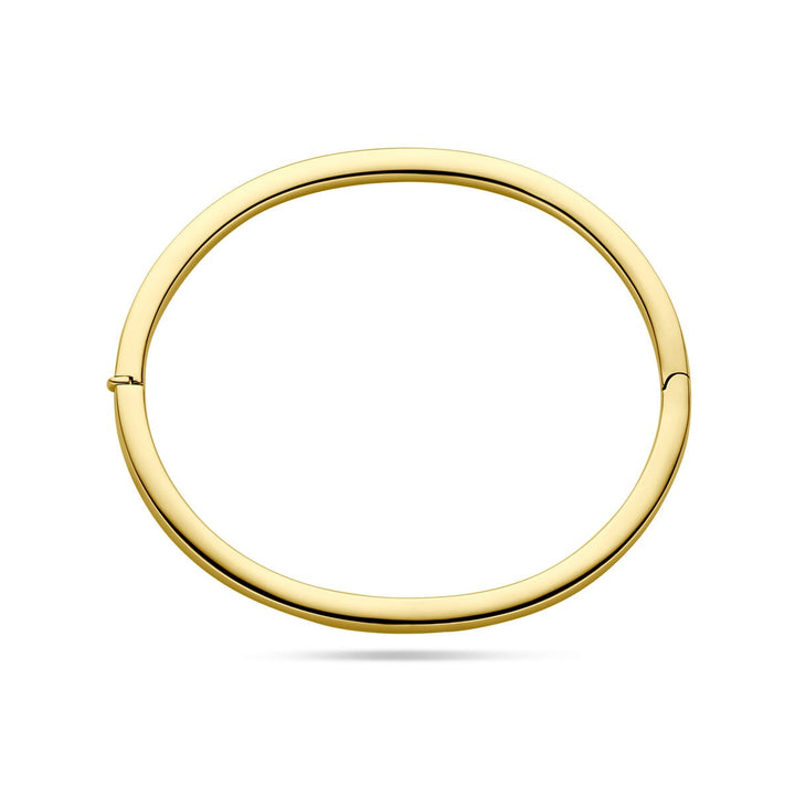 14k geelgouden bangle – 4 mm breed, met scharniersluiting