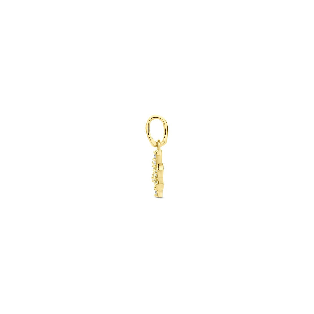 14k geelgouden sterrenbeeld hanger met diamant