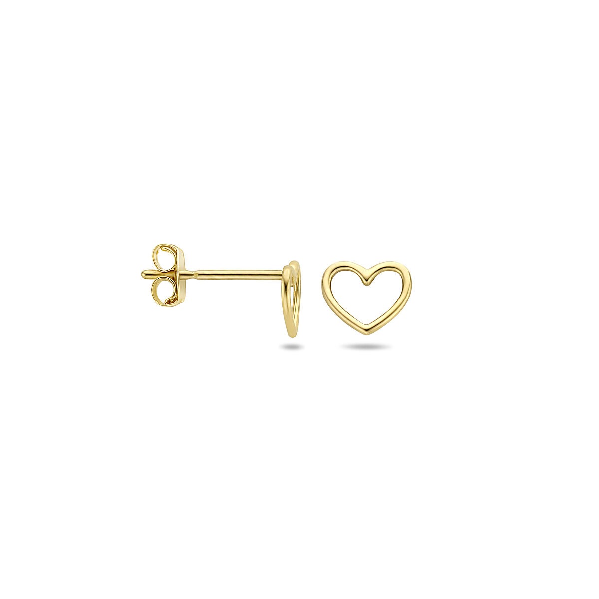 Gouden hartjes oorknoppen – 9k geelgoud, 5x5.5 mm