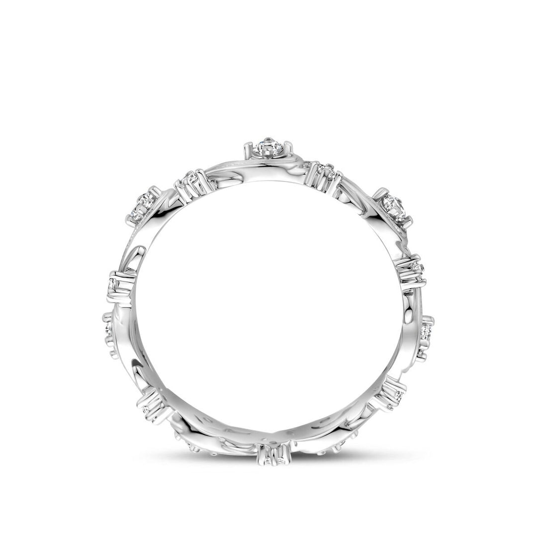 Gerhodineerd 925 zilveren ring met zirkonia