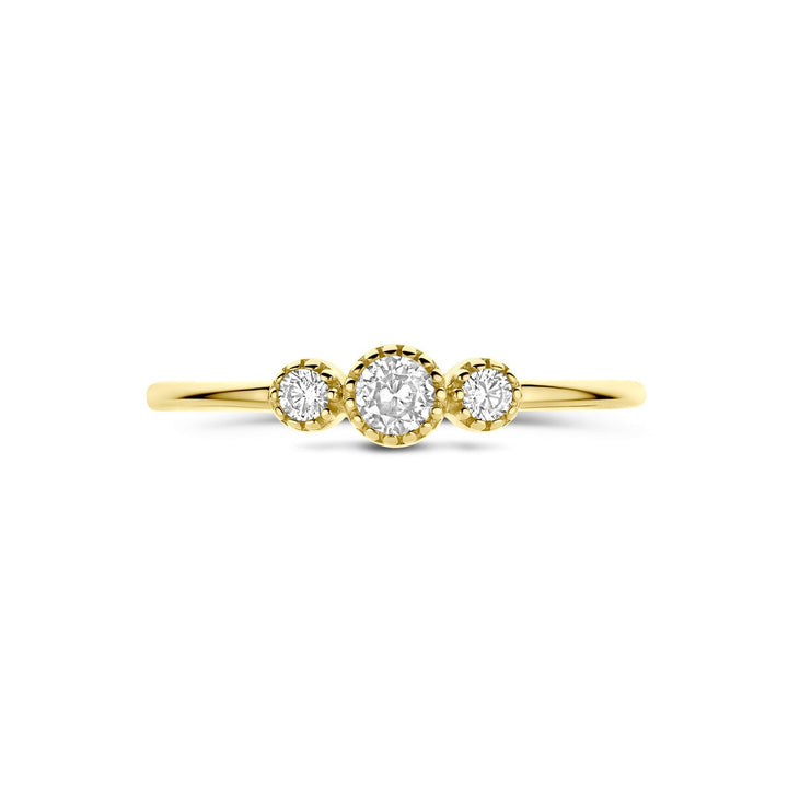 9k Geelgouden dames ring met zirkonia – 4 mm breed