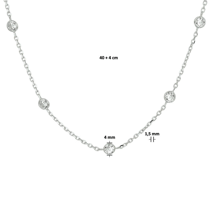 zirconia necklace 40 + 4 cm silver rhodium plated