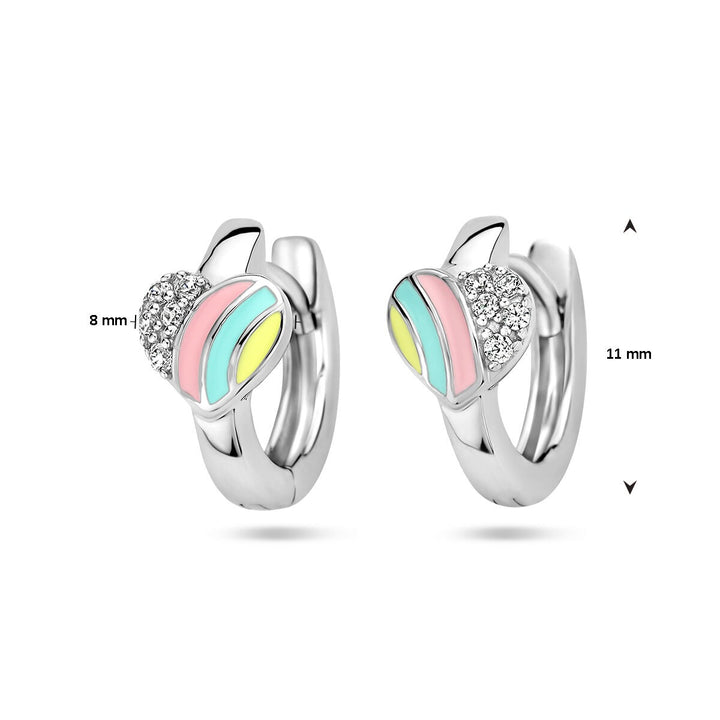 Zilveren kinder oorringen – gerhodineerd met hart en zirkonia
