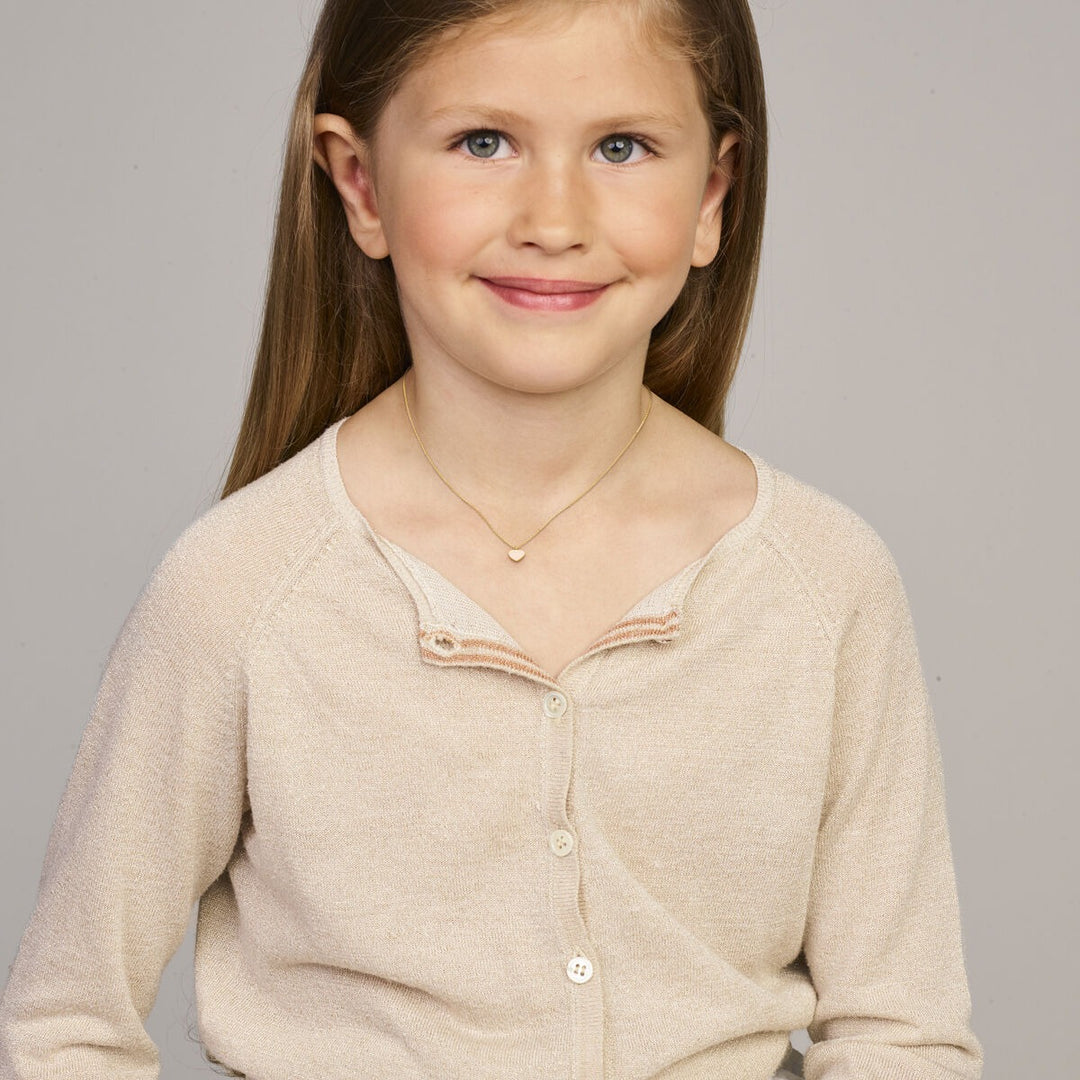 14k Geelgouden Kindercollier met Roze Emaille Hartje