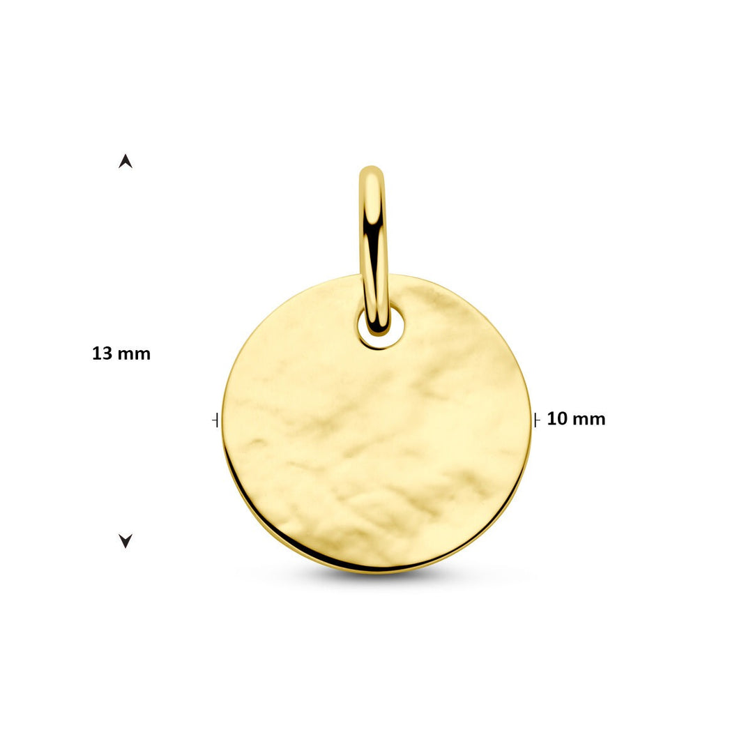 14k Geelgouden ronde graveerhanger dames