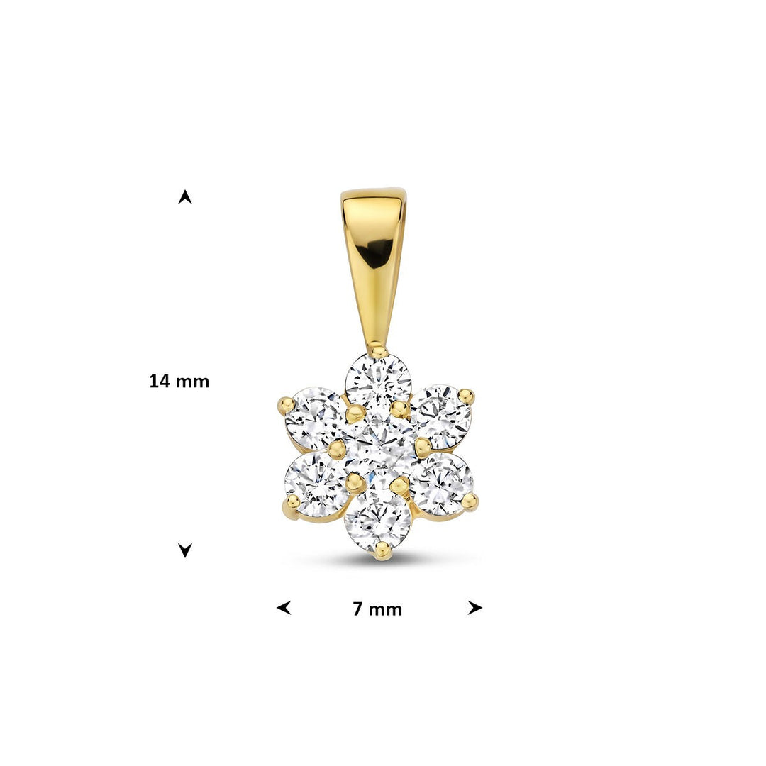 pendant zirconia halo 14K yellow gold
