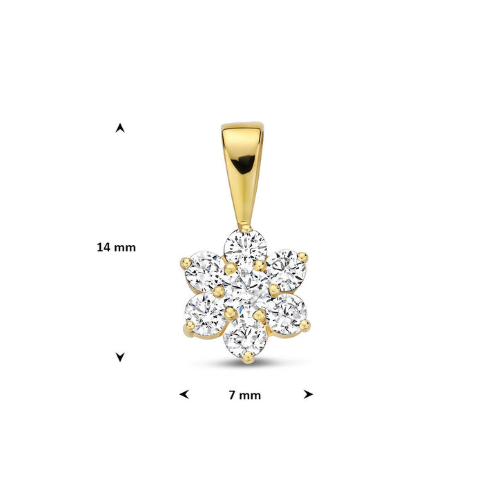 pendant zirconia halo 14K yellow gold