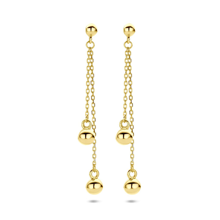 Gouden oorhangers met bolletjes – 14k
