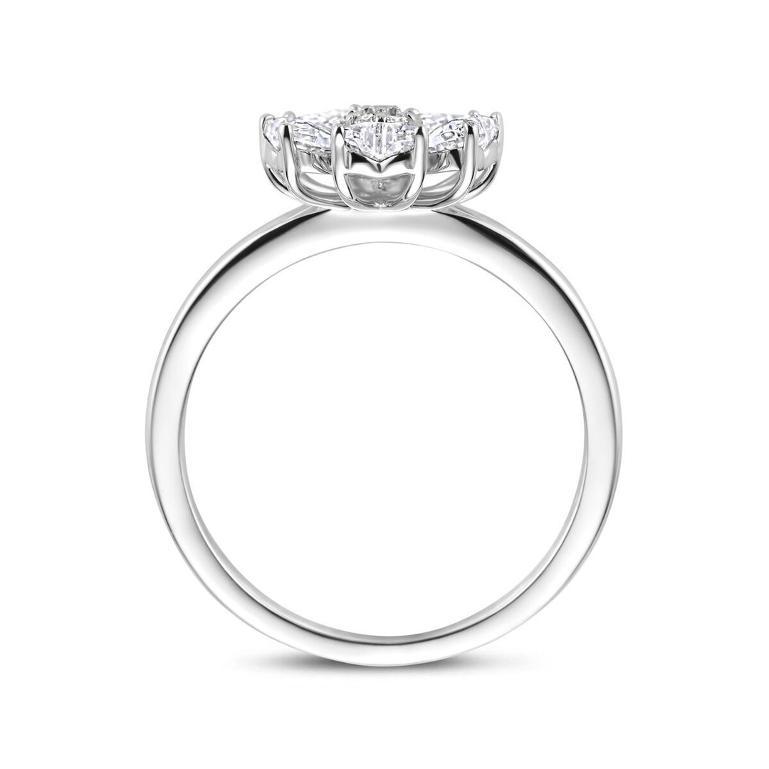 Gerhodineerd zilveren dames ring met hartvormige zirkonia – 10 x 10,5 mm