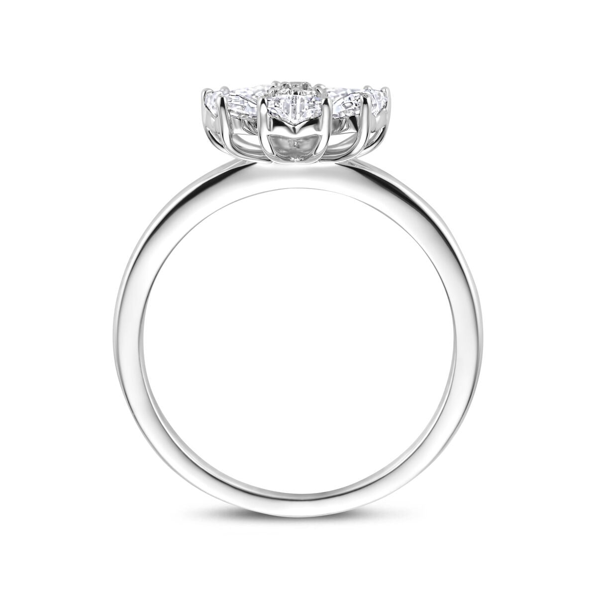 Gerhodineerd zilveren dames ring met hartvormige zirkonia – 10 x 10,5 mm