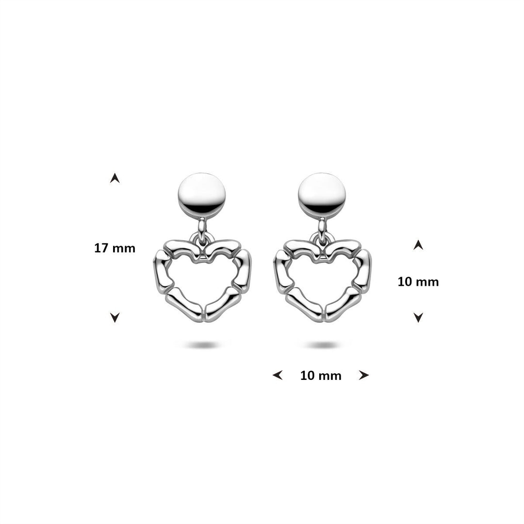Zilveren oorhangers met hartje – gerhodineerd 925 zilver 16,5 mm