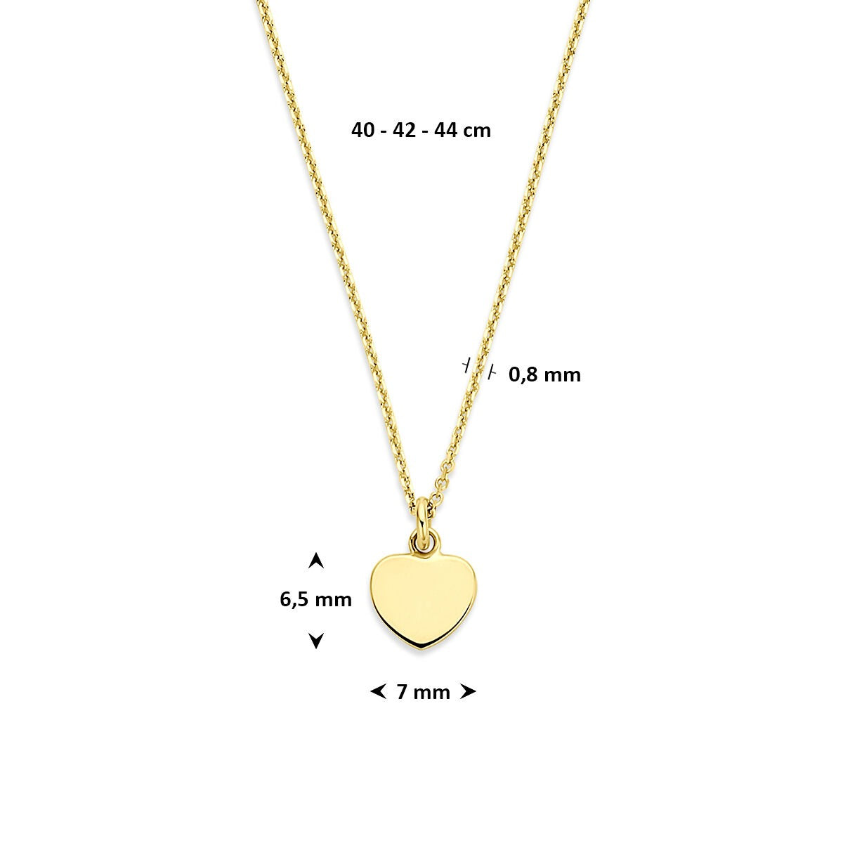 14k Geelgouden ketting met hartje