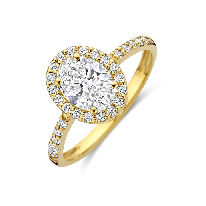 14k Geelgouden ring met ovale lab grown diamant – inclusief certificaat
