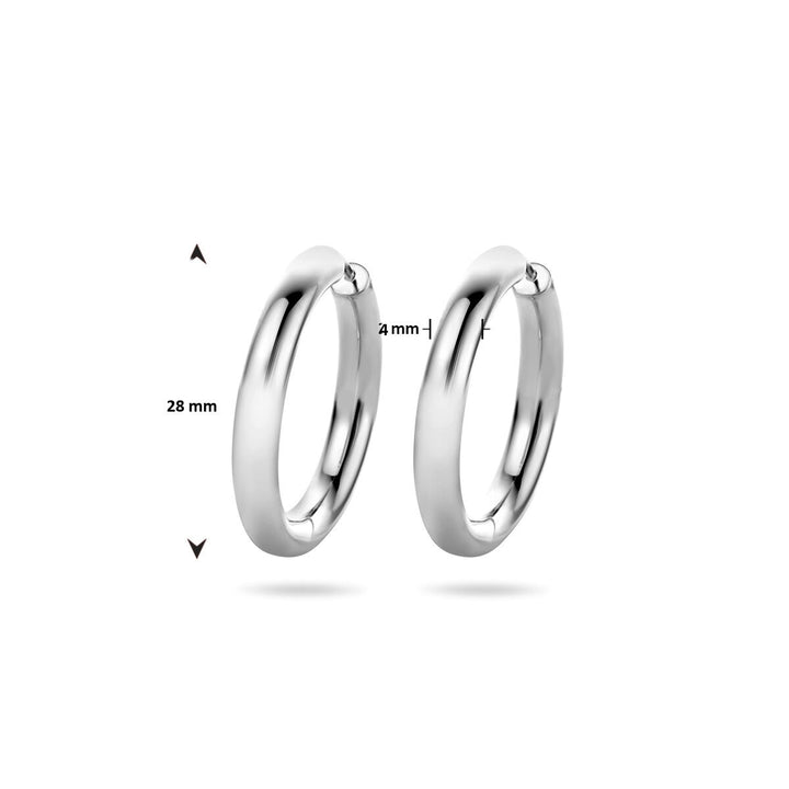 Zilveren klapoorringen dames – gerhodineerd 925 zilver 28x4 mm