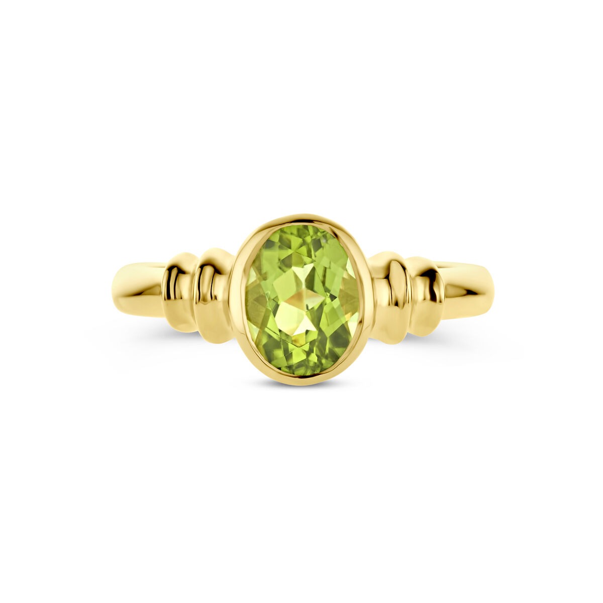 Gouden dames ring – 14k met peridoot in ovale slijpvorm