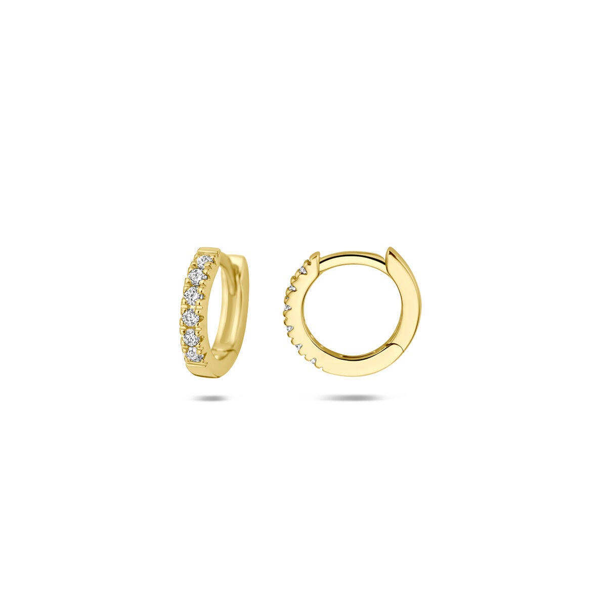 14k Geelgouden klapoorringen met lab grown diamant