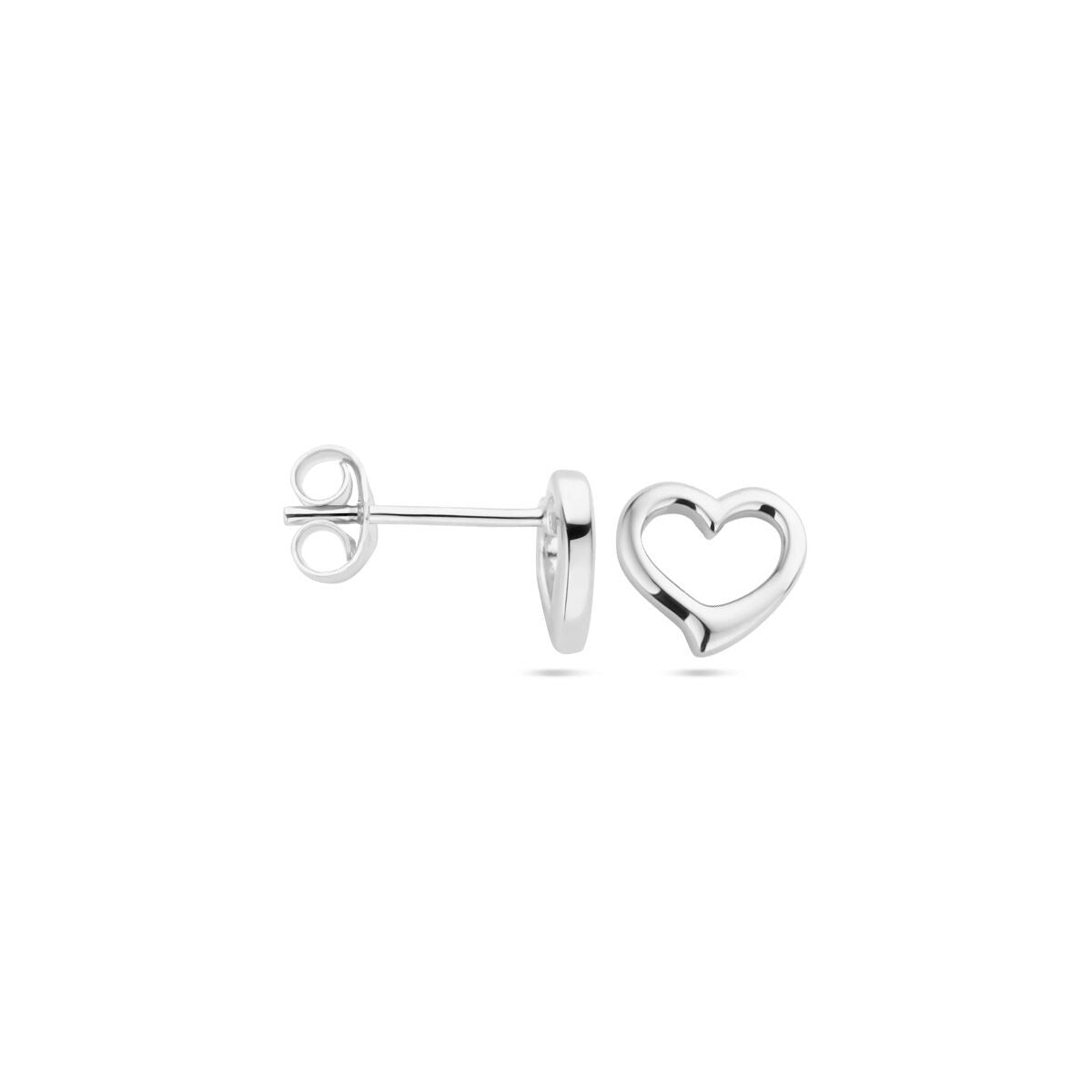 Zilveren dames oorknoppen met hart – gerhodineerd 7.5 mm